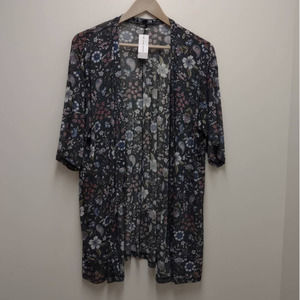 NEW Lane Bryant Light Semi Sheer Floral Open Front Kimono Women's Size 18/20